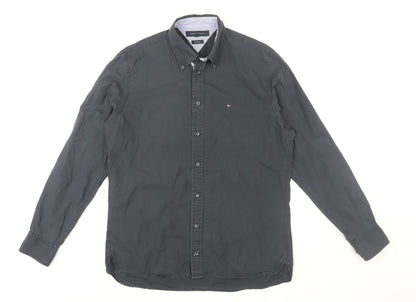 Tommy Hilfiger Men’s Blue Button-Down Classic Fit Cotton Shirt M