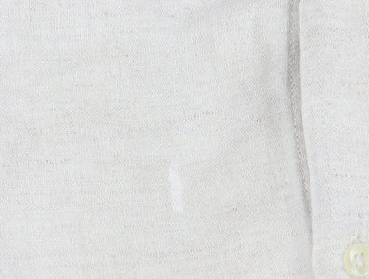 Zara Man Beige Slim Fit Linen Blend Band Collar Long Sleeve Shirt Size S