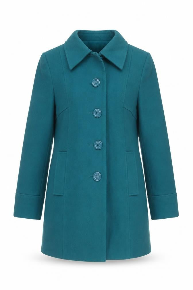 EWM Women’s Green Mid-Length Button Overcoat Size 10 Classic Style