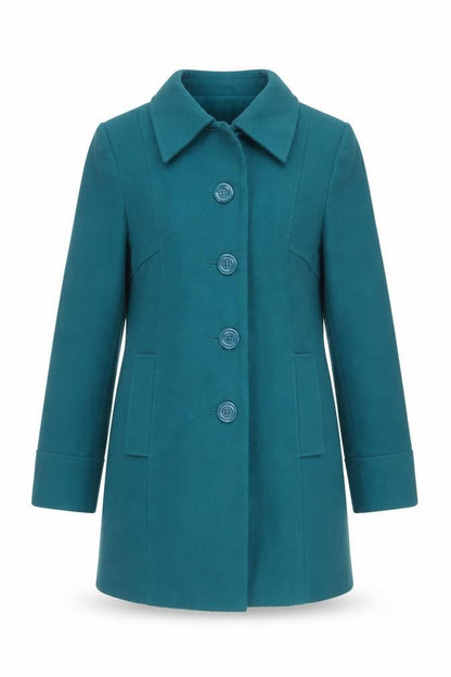 EWM Women’s Green Mid-Length Button Overcoat Size 10 Classic Style