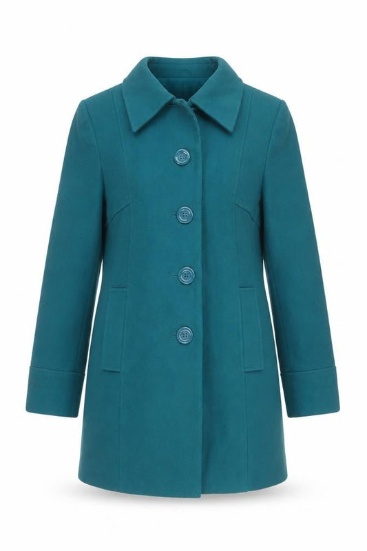 EWM Women’s Green Mid-Length Button Overcoat Size 10 Classic Style