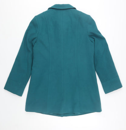EWM Women’s Green Mid-Length Button Overcoat Size 10 Classic Style