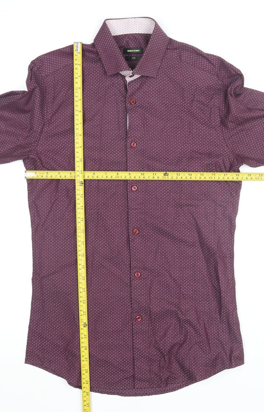 Mens UK Collar Size 15 Remus Uomo Smart Purple  Dress Shirt