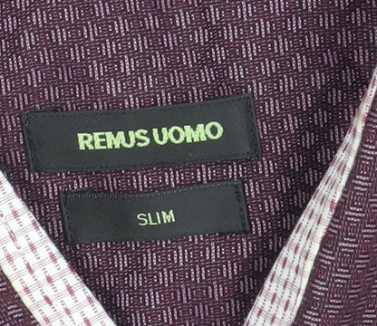 Mens UK Collar Size 15 Remus Uomo Smart Purple  Dress Shirt