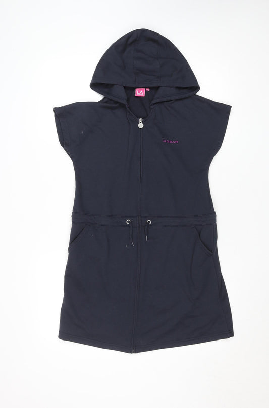 LA Gear Women's Black Hooded Sleeveless Zip Jacket Size 10