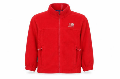 Front view of Karrimor boys’ red full zip fleece sweatshirt 7-8 years outdoor jacket