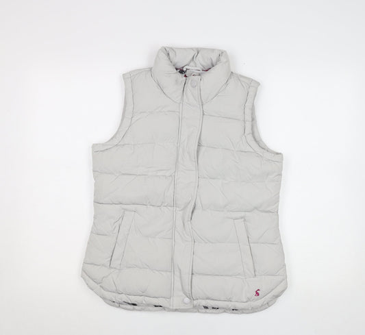 Joules Womens Grey Puffer Quilted Gilet UK 12 Sleeveless Waistcoat