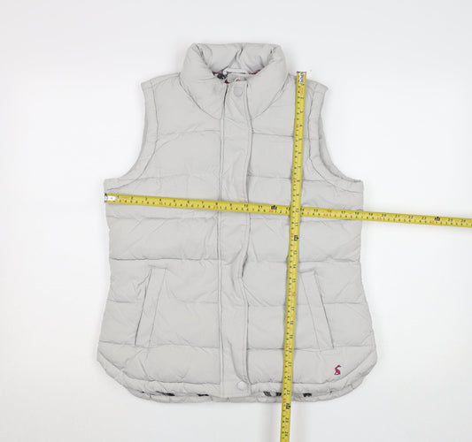 Joules Womens Grey Puffer Quilted Gilet UK 12 Sleeveless Waistcoat