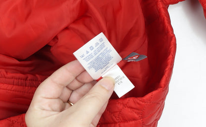 Womens UK Size XS Lands' End Red Quilted Coat