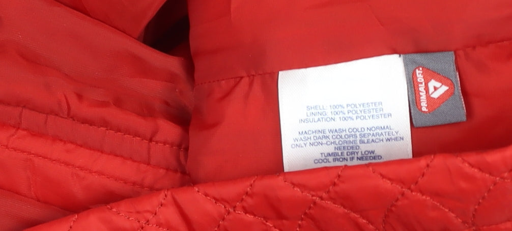 Womens UK Size XS Lands' End Red Quilted Coat