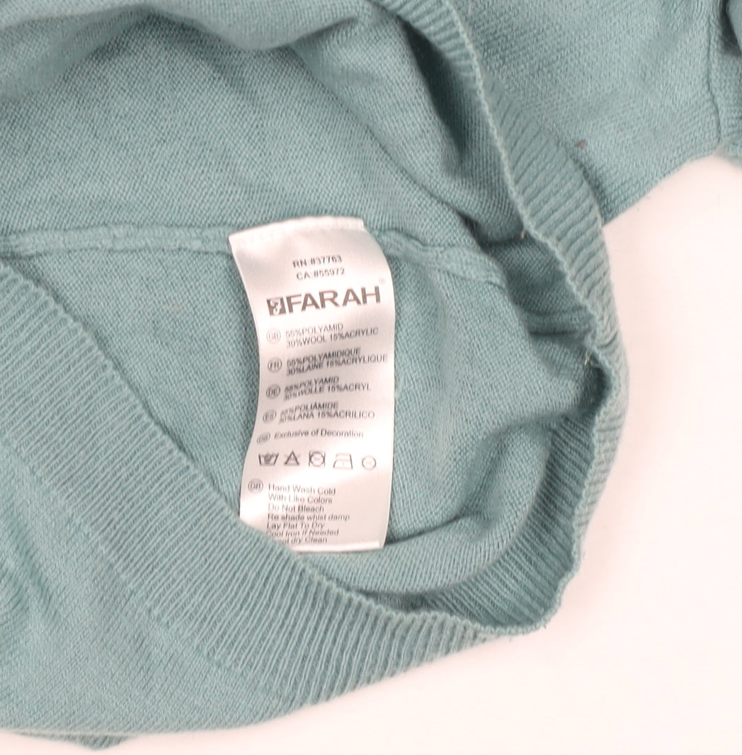 Farah Vintage Men's Green Knit Polo Shirt L Short Sleeve Collared