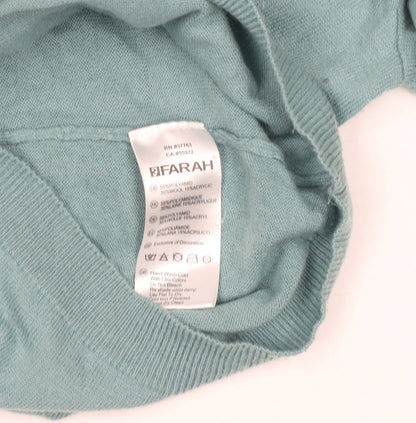 Farah Vintage Men's Green Knit Polo Shirt L Short Sleeve Collared