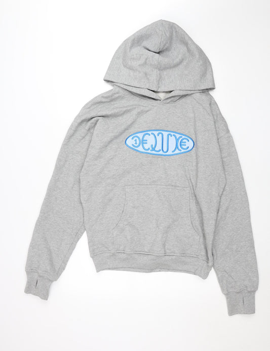 1Deluxe Men's Grey Pullover Hoodie Medium Graphic Print