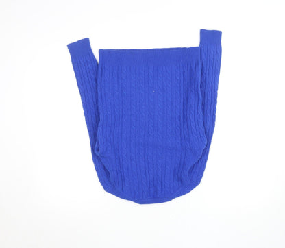 Jack Wills Women's Blue Cable-Knit Merino Wool Jumper Size 12