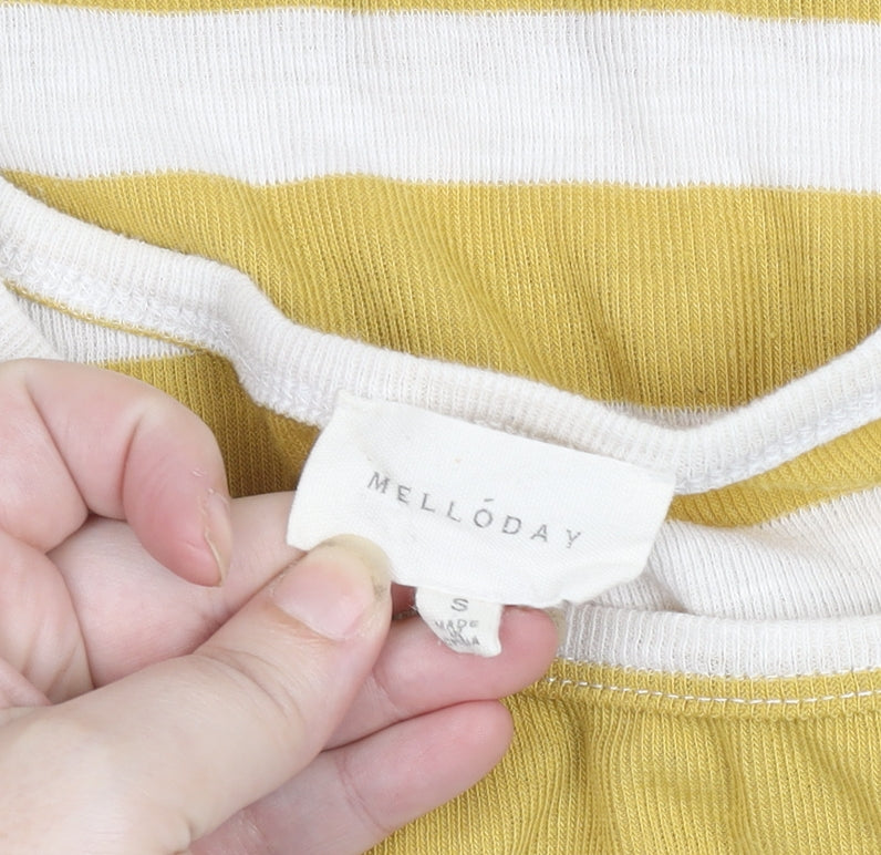 Womens UK Size S Melloday Yellow Basic T-Shirt
