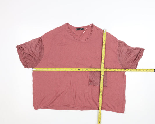 Womens UK Size S Mango Pink Basic T-Shirt