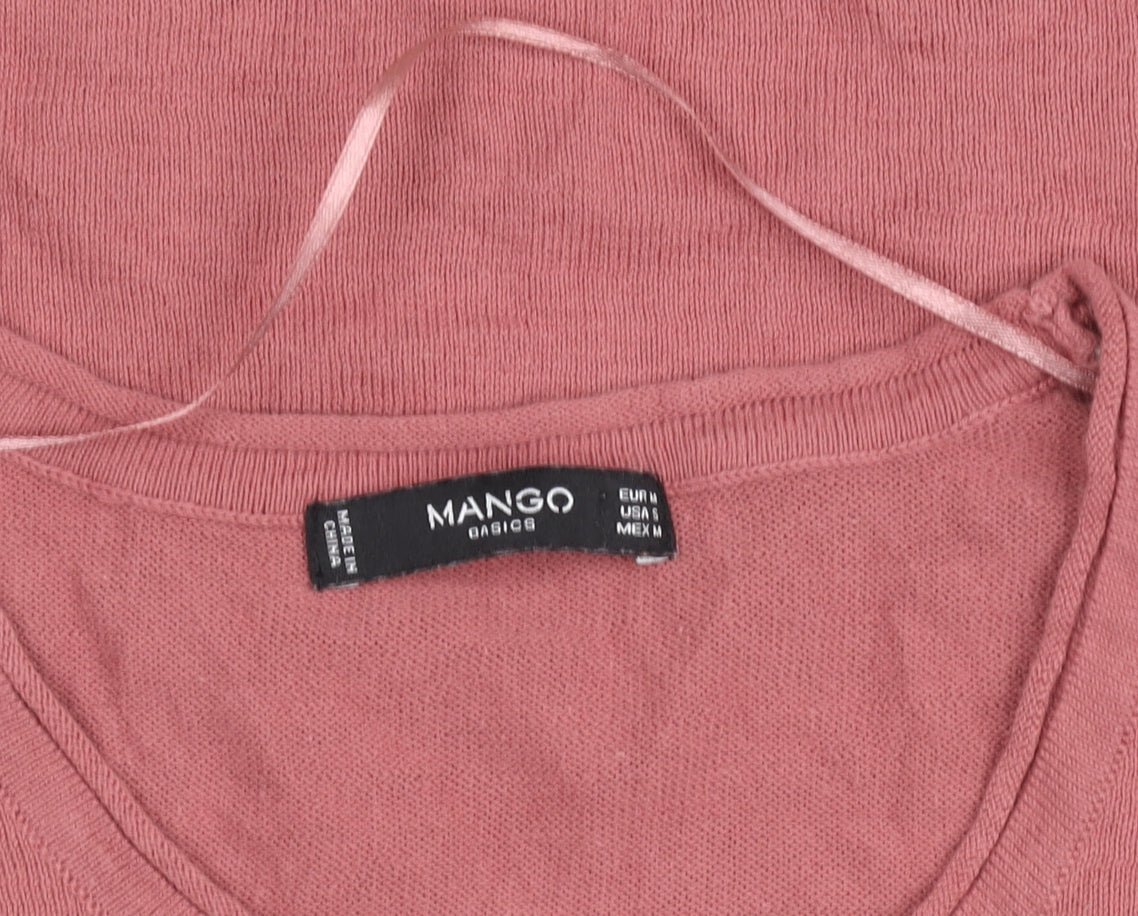 Womens UK Size S Mango Pink Basic T-Shirt