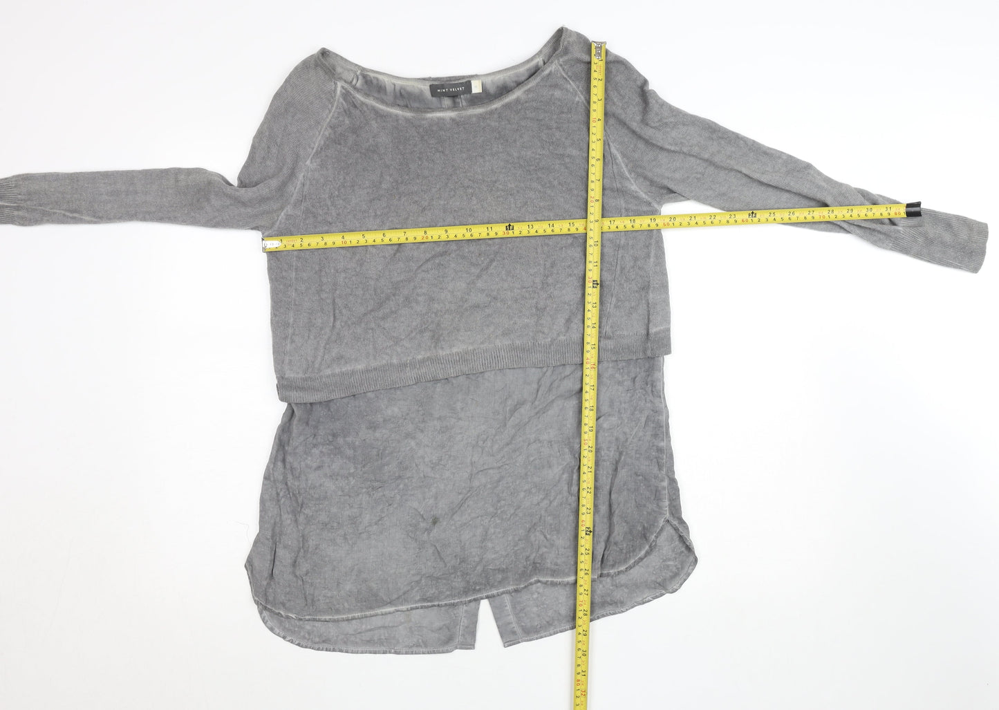 Womens UK Size 10 Mint Velvet Grey Tunic Blouse