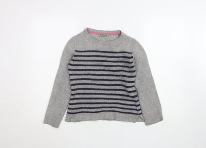 Jigsaw Women’s Grey Striped Wool Cashmere Jumper Size M