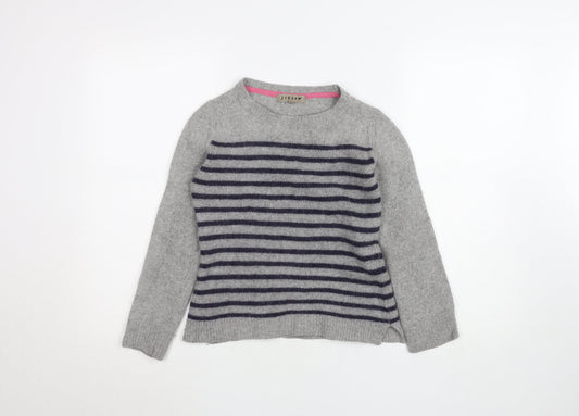 Jigsaw Women’s Grey Striped Wool Cashmere Jumper Size M