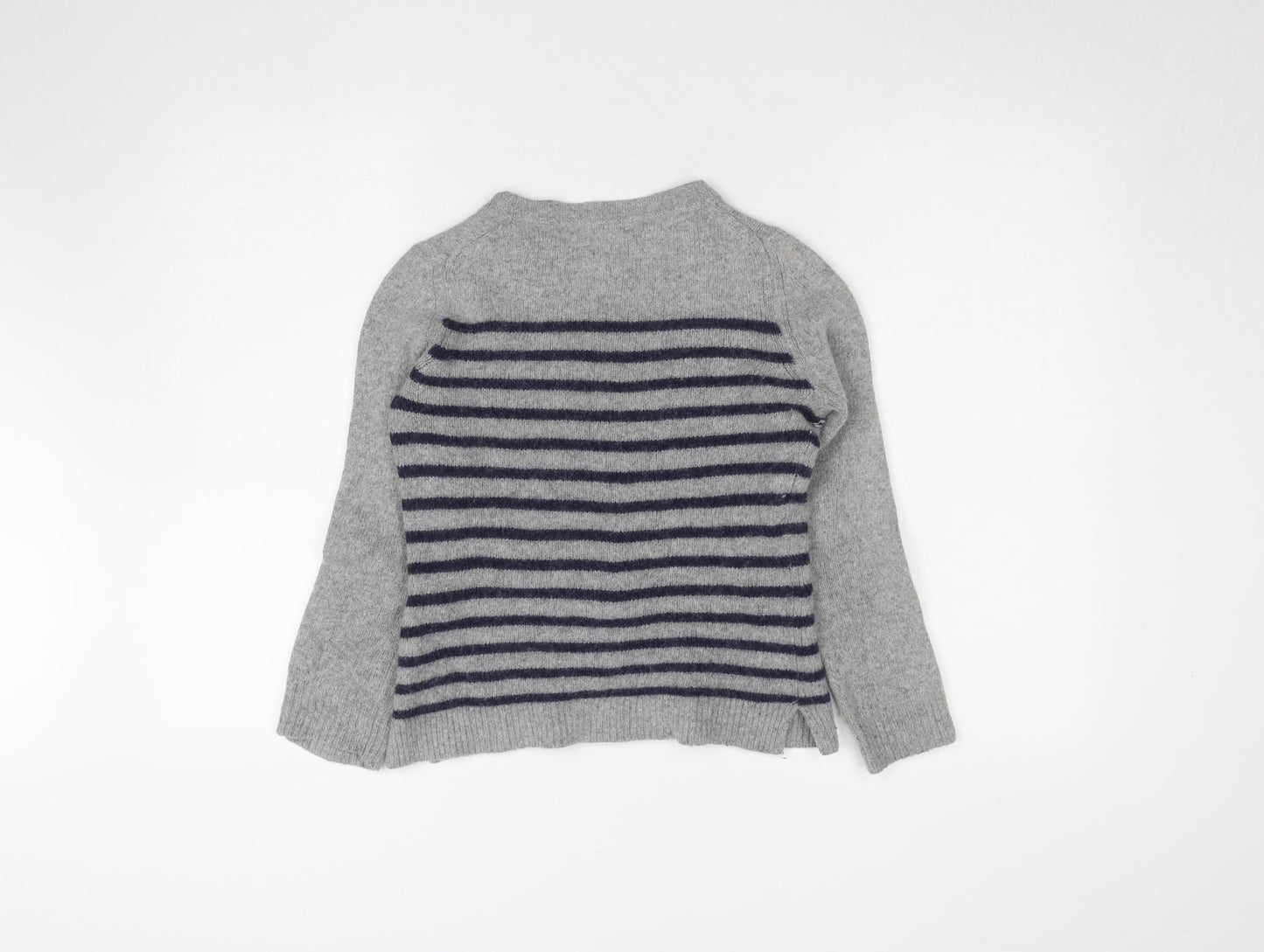Jigsaw Women’s Grey Striped Wool Cashmere Jumper Size M