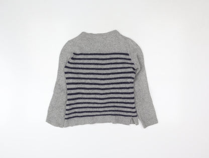 Jigsaw Women’s Grey Striped Wool Cashmere Jumper Size M
