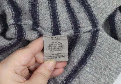Jigsaw Women’s Grey Striped Wool Cashmere Jumper Size M