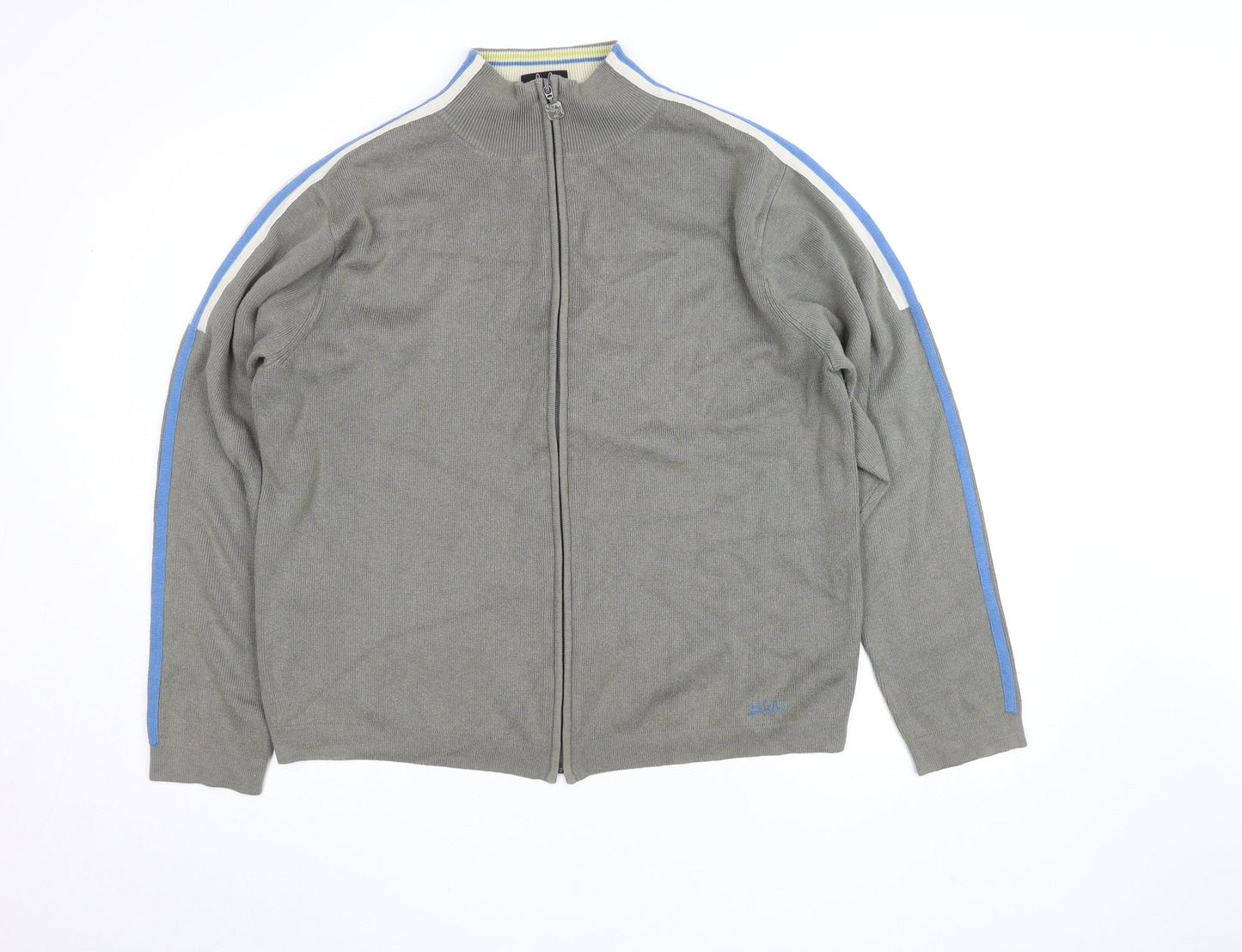 Quiksilver Men's Grey Full Zip Knit Jumper L Regular Fit