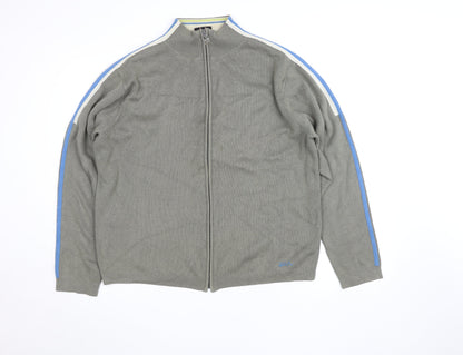 Quiksilver Men's Grey Full Zip Knit Jumper L Regular Fit