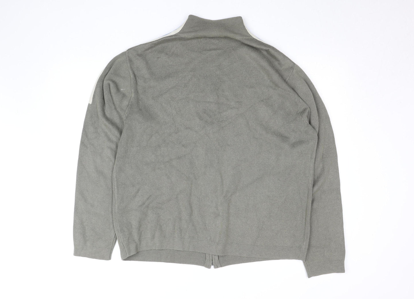 Quiksilver Men's Grey Full Zip Knit Jumper L Regular Fit