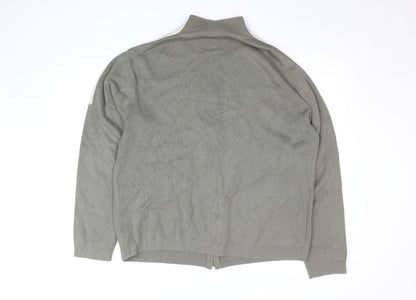Quiksilver Men's Grey Full Zip Knit Jumper L Regular Fit