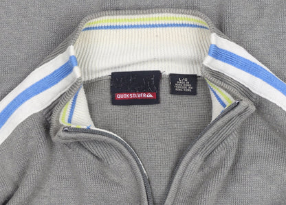 Quiksilver Men's Grey Full Zip Knit Jumper L Regular Fit