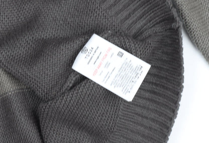 TOG24 Men's Grey XL Cotton Crew Neck Striped Jumper