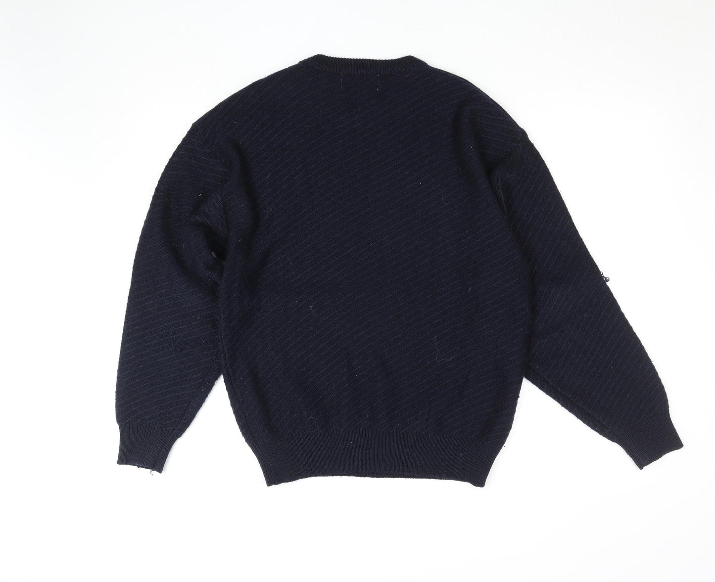 Monte Masone Men's Blue Wool Blend Crew Neck Jumper Size S Vintage Style