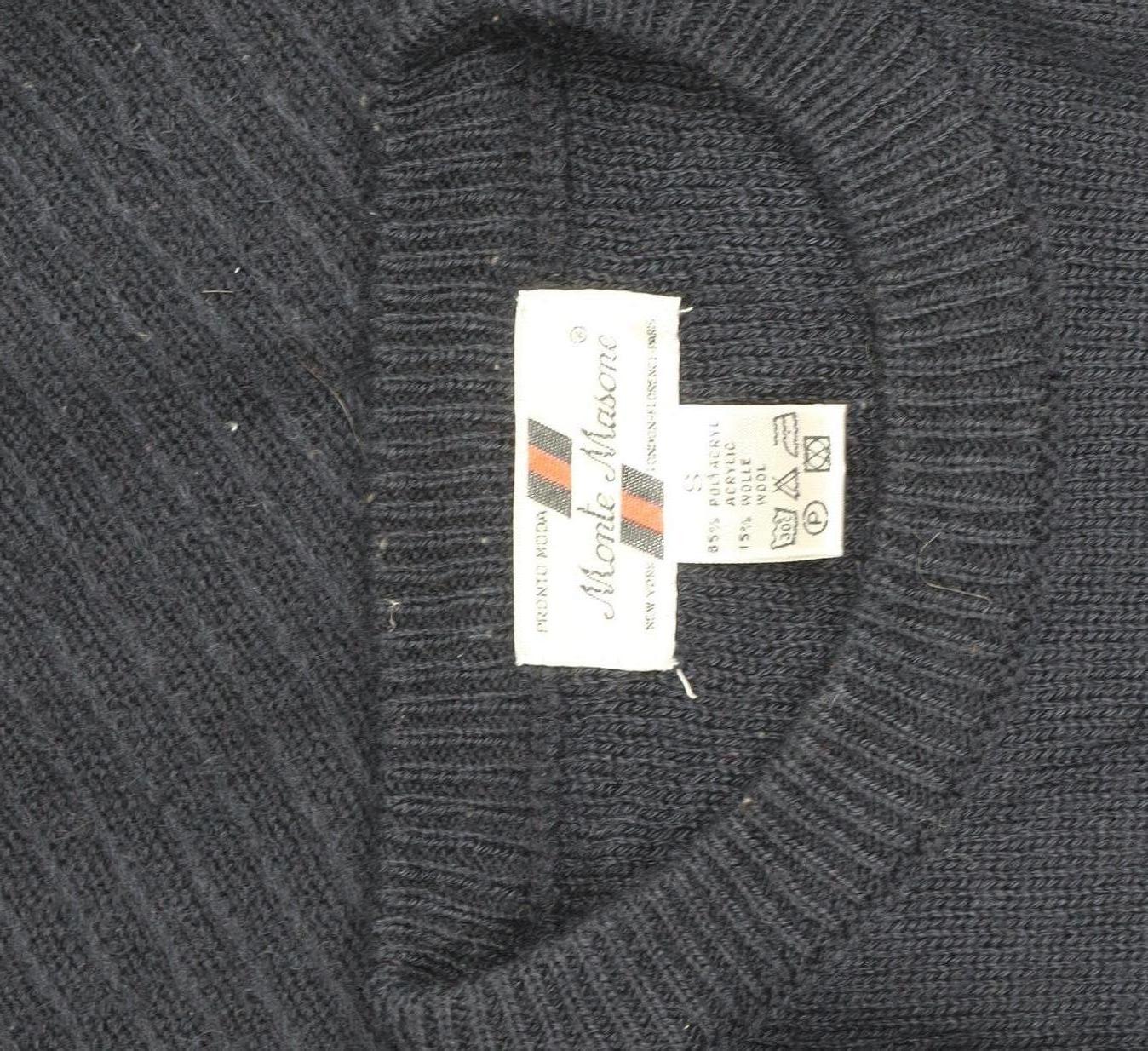 Monte Masone Men's Blue Wool Blend Crew Neck Jumper Size S Vintage Style