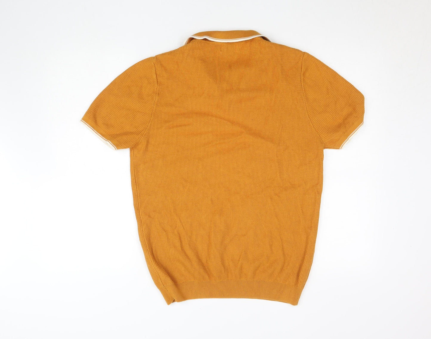 Next Men's Brown Knit Cotton Short Sleeve Henley Jumper M