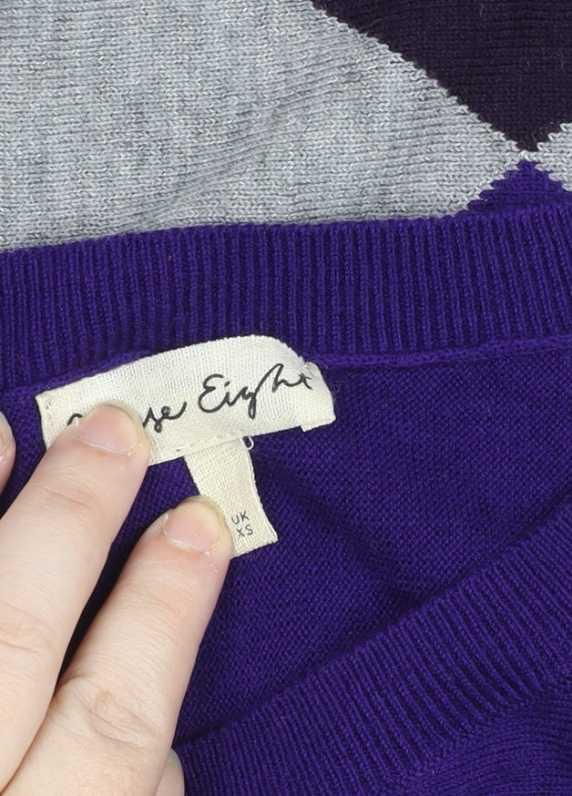 Womens UK Size XS Phase Eight Purple Cropped Blouse