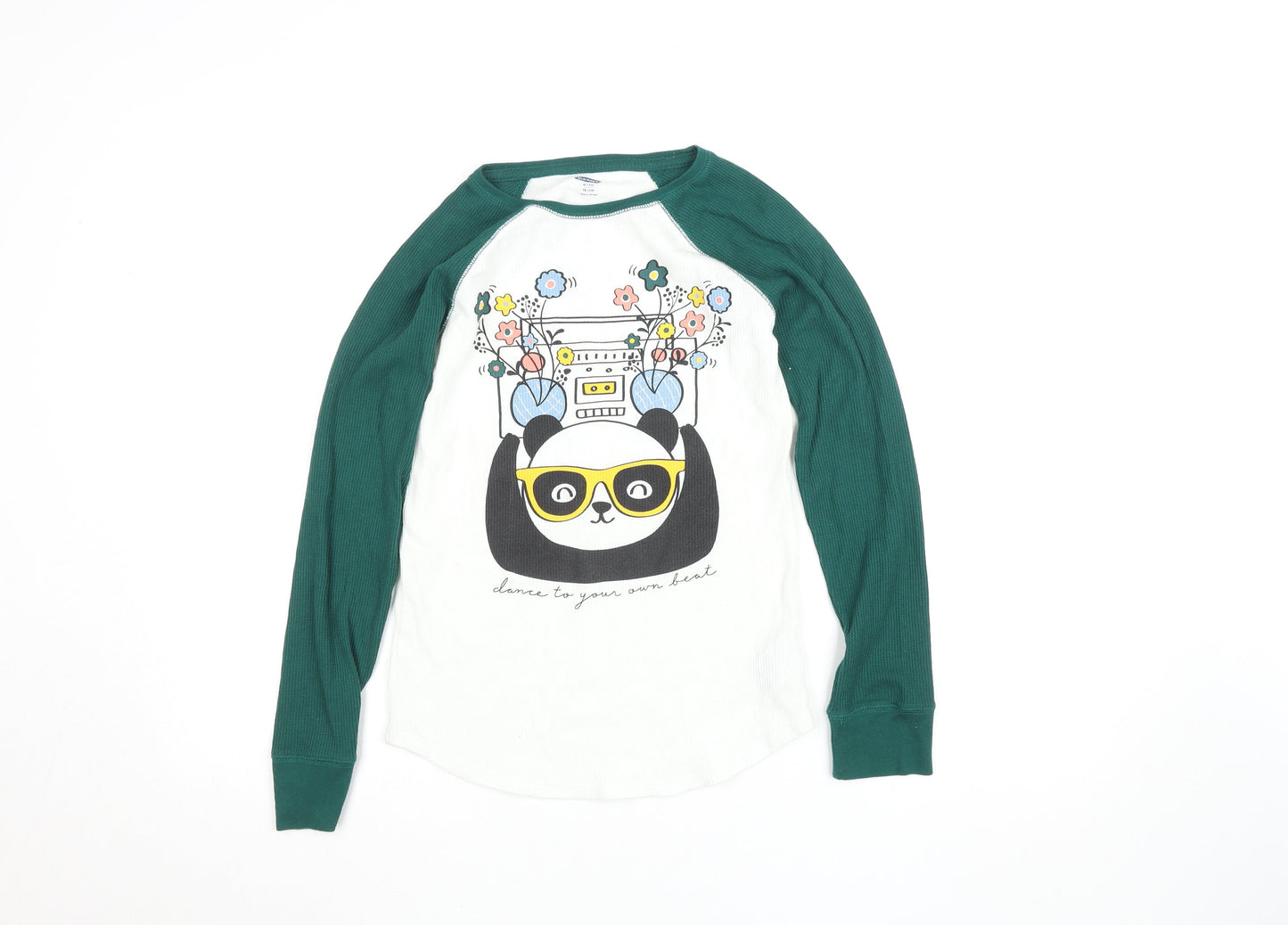 Old Navy Teens Multicoloured Long Sleeve Panda Graphic T-Shirt Size 14