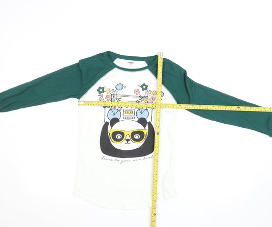 Old Navy Teens Multicoloured Long Sleeve Panda Graphic T-Shirt Size 14
