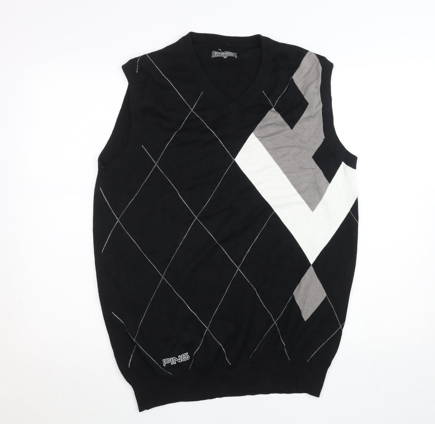 PING Collection Men's Black Argyle Cotton Golf Vest M