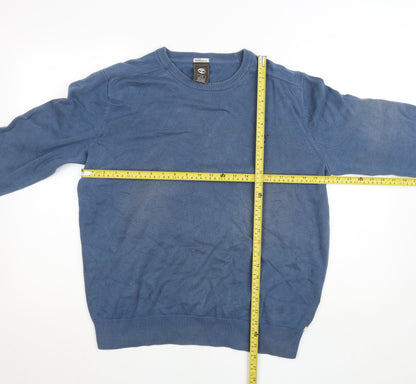 Timberland Men Blue Cotton Crew Neck Pullover Jumper L Regular Fit