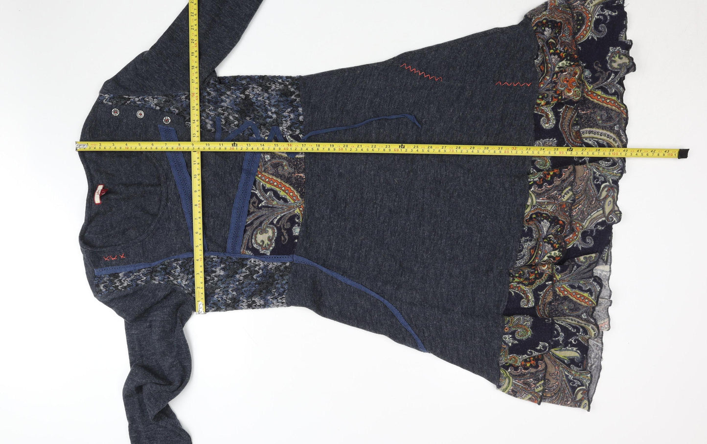 Desigual Women Blue Paisley Knee Length A-Line Dress M