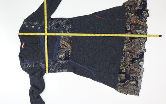 Desigual Women Blue Paisley Knee Length A-Line Dress M