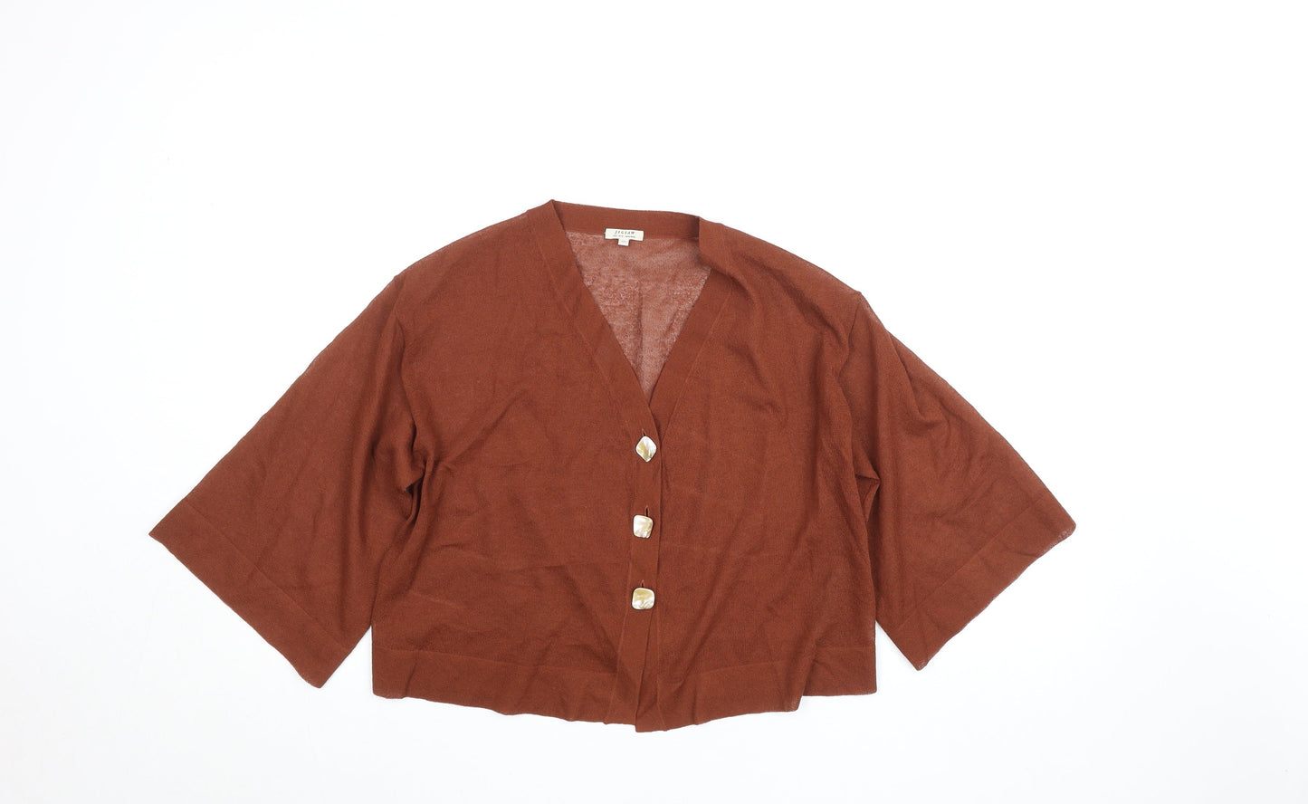 Womens UK Size XS Jigsaw Brown Kimono Button-Up