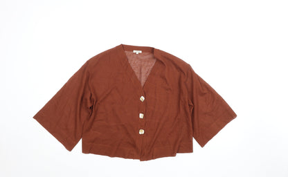 Womens UK Size XS Jigsaw Brown Kimono Button-Up