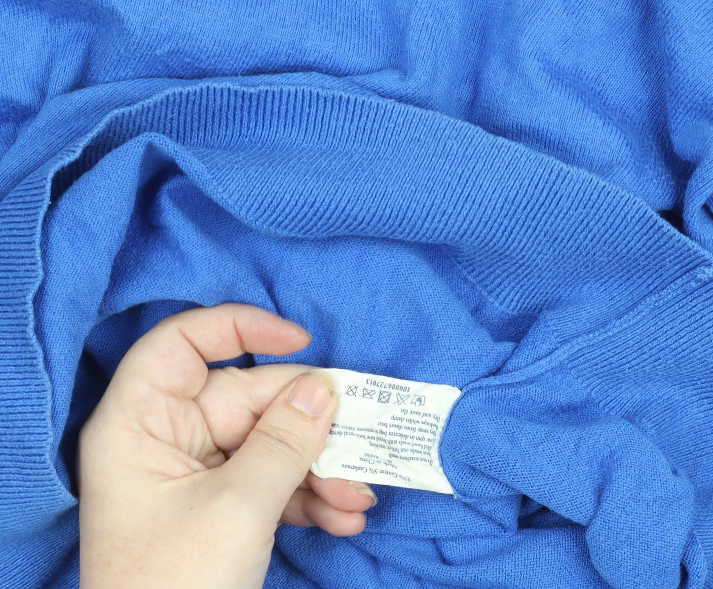 Jack Wills Men's Blue XL V-Neck Cotton Silk Cashmere Jumper