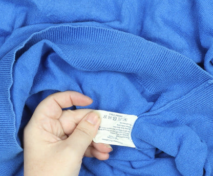 Jack Wills Men's Blue XL V-Neck Cotton Silk Cashmere Jumper