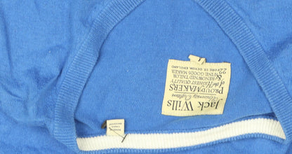 Jack Wills Men's Blue XL V-Neck Cotton Silk Cashmere Jumper
