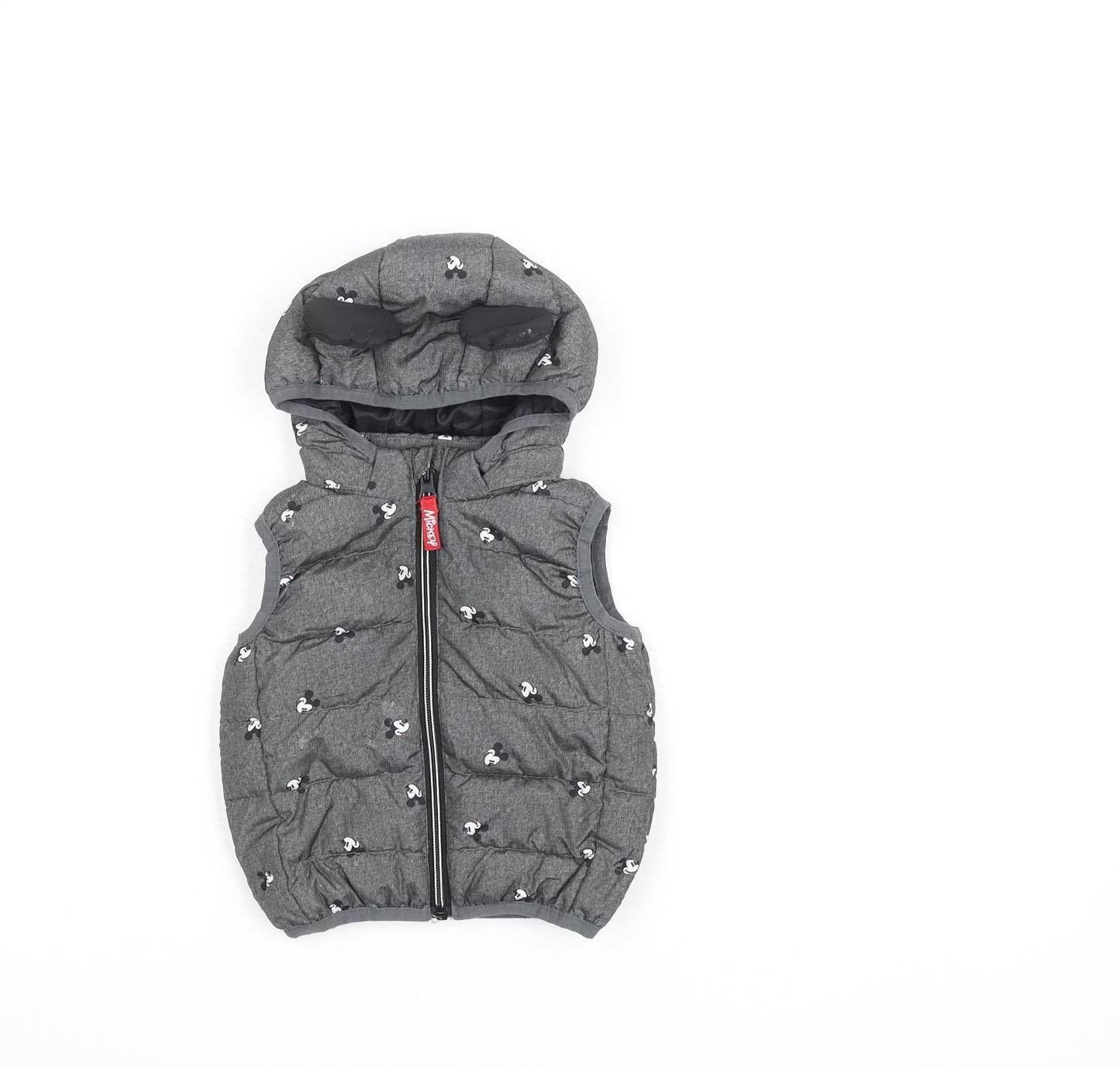 Disney Unisex Baby Grey Mickey Mouse Puffer Jacket 6-9 Months Hooded