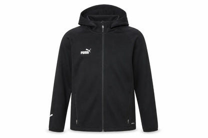 Front view of Puma boys’ black 11-12 years track jacket hooded full zip activewear